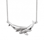 Wyland 2 Humpback Whales Necklace with Chain