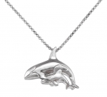 Wyland Mom and Baby Killer Whale Pendant with Chain