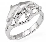 Wyland 2 Dolphin Ring in Sterling Silver - Size 8